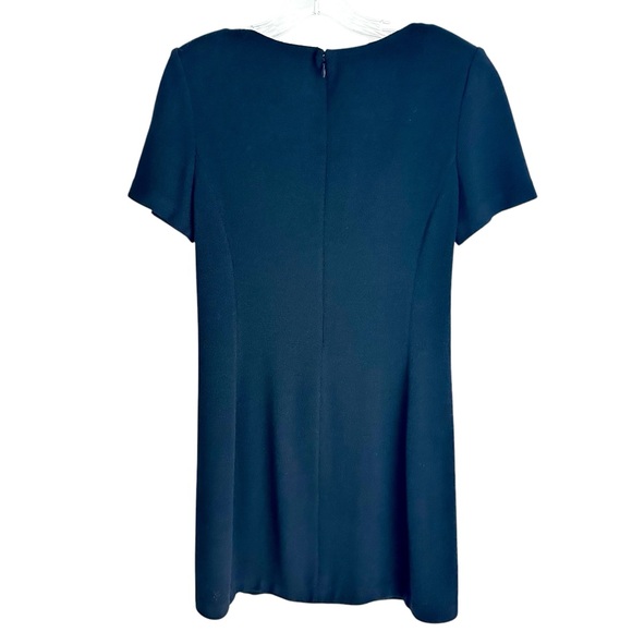 St. John by Marie Gray Short Sleeve Black Knit Dress with Gold Logo Belt Buckle - Picture 3 of 5